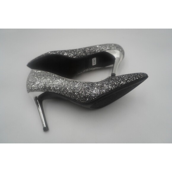 Nine West Silver Glitter Pointed Toe Stiletto Formal Pumps Party Heels Size 8M - Picture 9 of 10